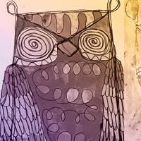An artistic drawing of an owl