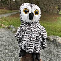 Snowy owl wood sculpture